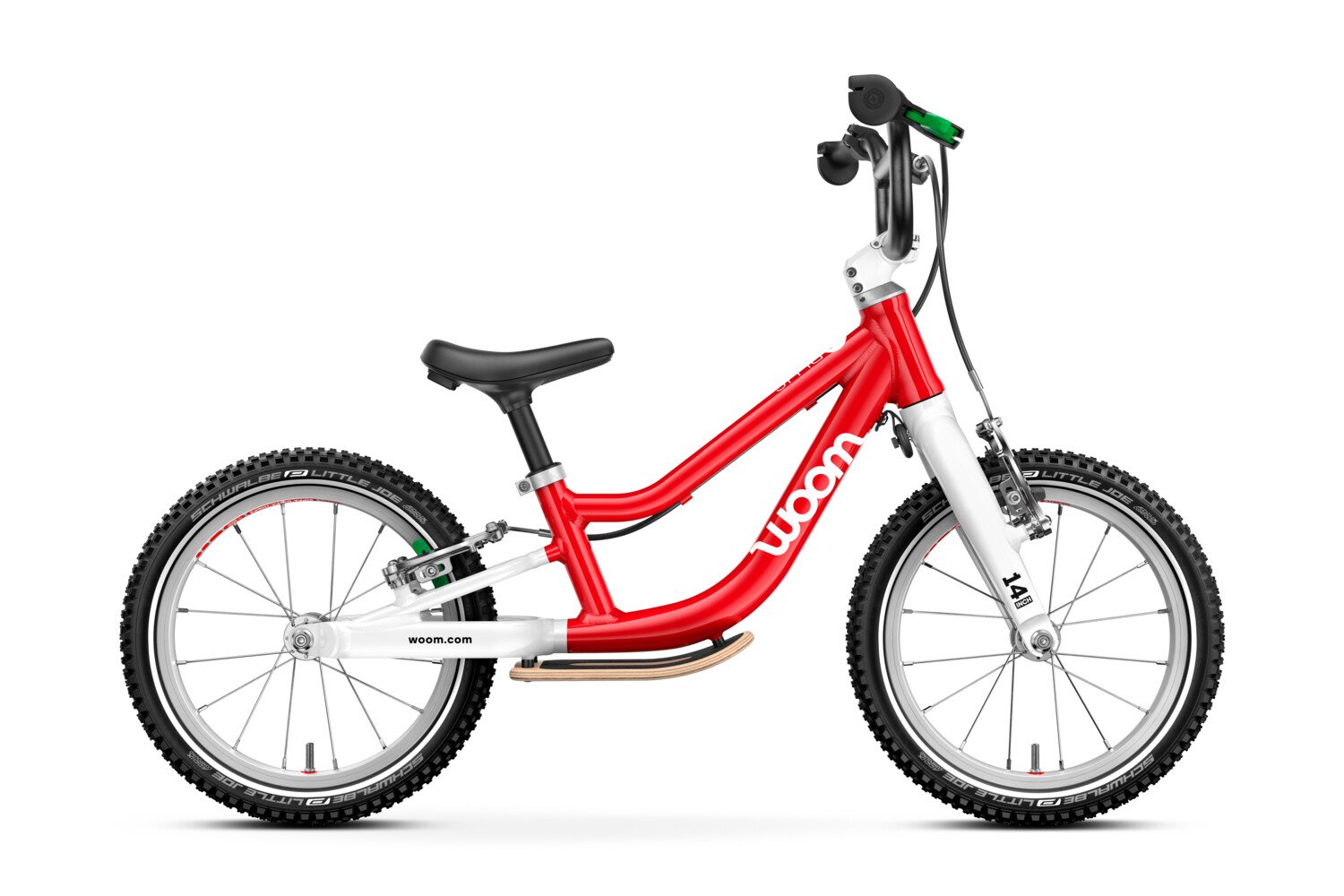 Vue latérale de la draisienne woom GO 1 PLUS pour les enfants dès trois ans