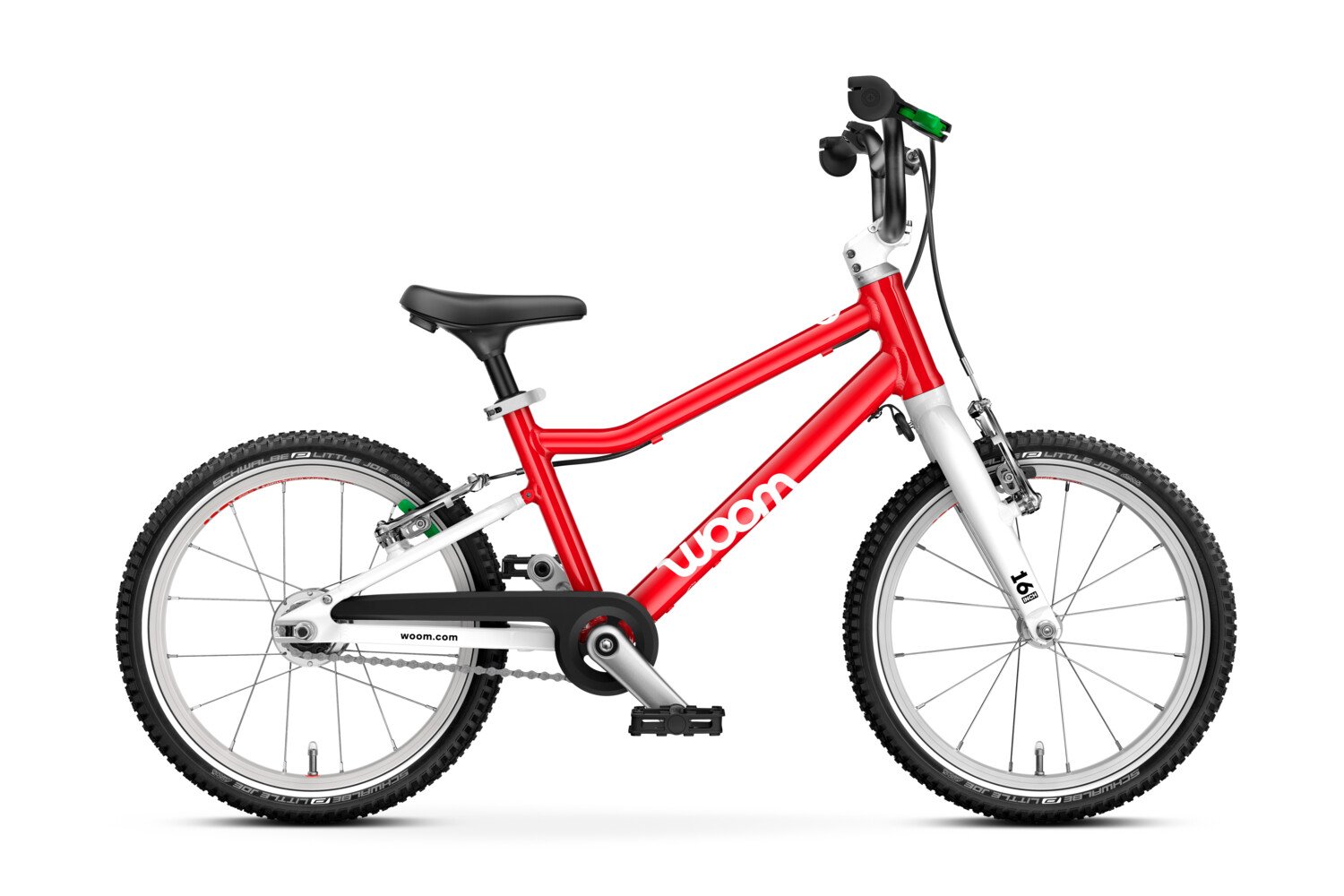 Zijaanzicht van de woom GO 3 AUTOMAGIC-kinderfiets voor kinderen vanaf vier jaar